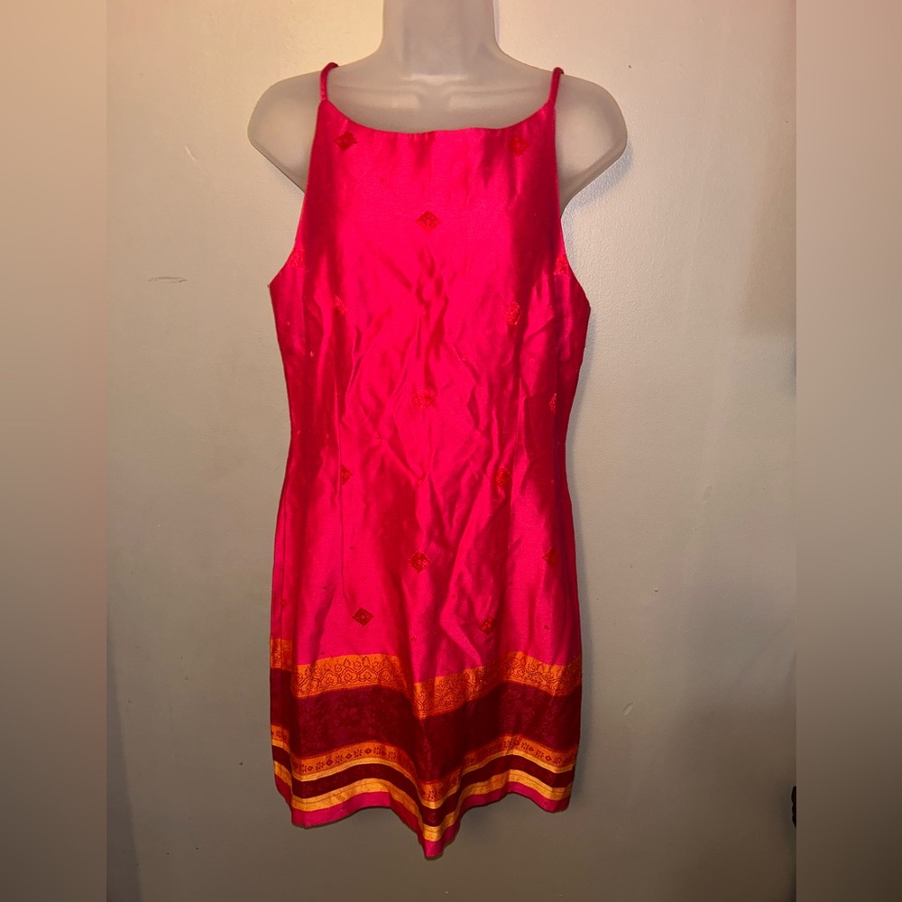 All that Jazz Vintage Pink and Orange Mini Sleeveless Dress